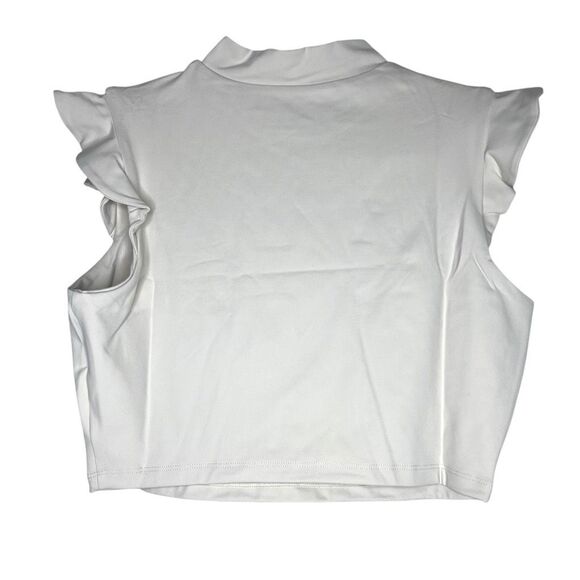 NEW Susana Monaco Mock Ruffle Sleeve Crop Top in Blanched Almond XL - Picture 3 of 5